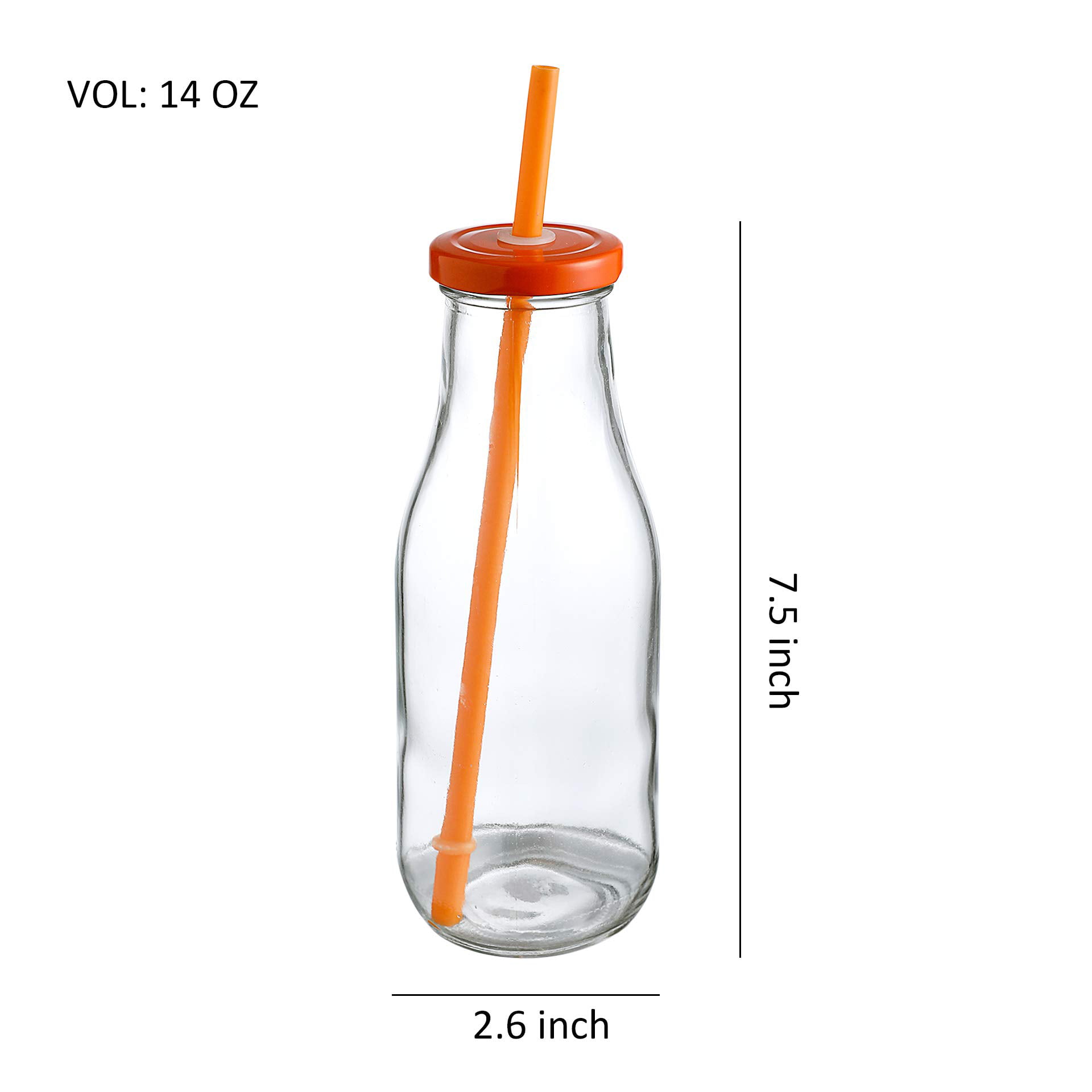 ZEBEIYU 16oz Glass Milk Bottles with Reusable Metal Twist Lids and