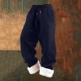 thumbnail image 4 of Men's Cotton Fleece Sweatpants Warm Wide Leg Drawstring Winter Pants with Pockets Fuzzy Hem Casual Trousers (3XL, Navy), 4 of 7