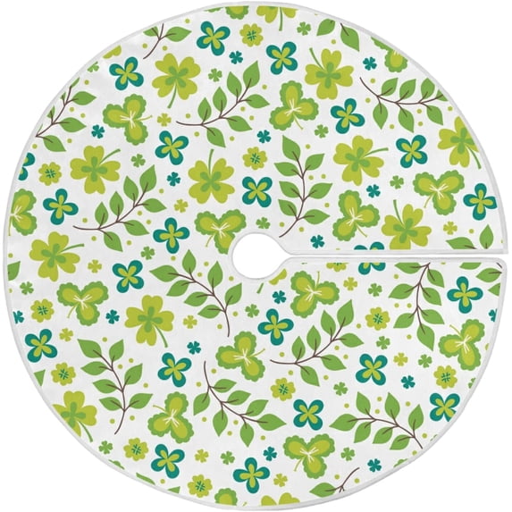 FMSHPON Clover Branches Xmas Christmas Tree Skirt Stand Mat for Holiday Party Decoration Indoor Outdoor 36 inches
