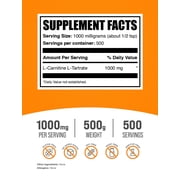 BulkSupplements L-Carnitine L-Tartrate Powder, 1g Per Serving - 500 Grams (1.1 lbs) - 500 Servings