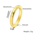 thumbnail image 2 of PAMTIER Men's Stainless Steel 3MM Domed Plain Thin Stackable Rhombic Cut Rotatable Biker Pinky Ring Anxiety Fidget Wedding Band Gold Size 8, 2 of 5