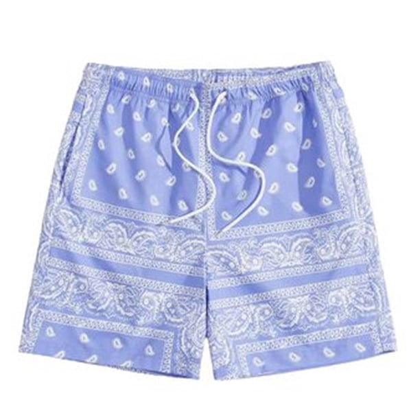 WILLBEST Pantalones Cortos Deportivos para Hombre, Estilo Bohemio, con Cordón En La Cintura y Estampado Paisley, para Playa y Verano