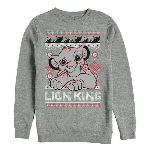 Men's Lion King Ugly Christmas Simba Sweatshirt Athletic Heather Large