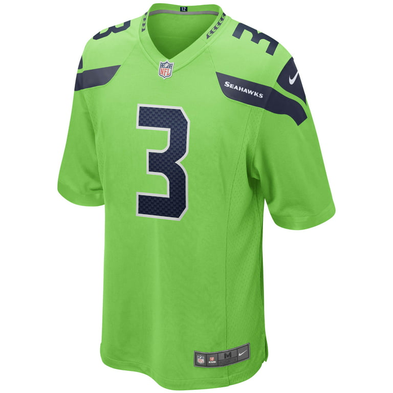 Men's Nike Russell Wilson Neon Green Seattle Seahawks Alternate Game Jersey  