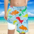 thumbnail image 2 of Boys Swim Trunks with Compression Liner for Boys Dinosaur Print Shorts Fashion Sunscreen Beach Pants Boy Swim Trunks Size 10-12 Years, 2 of 5