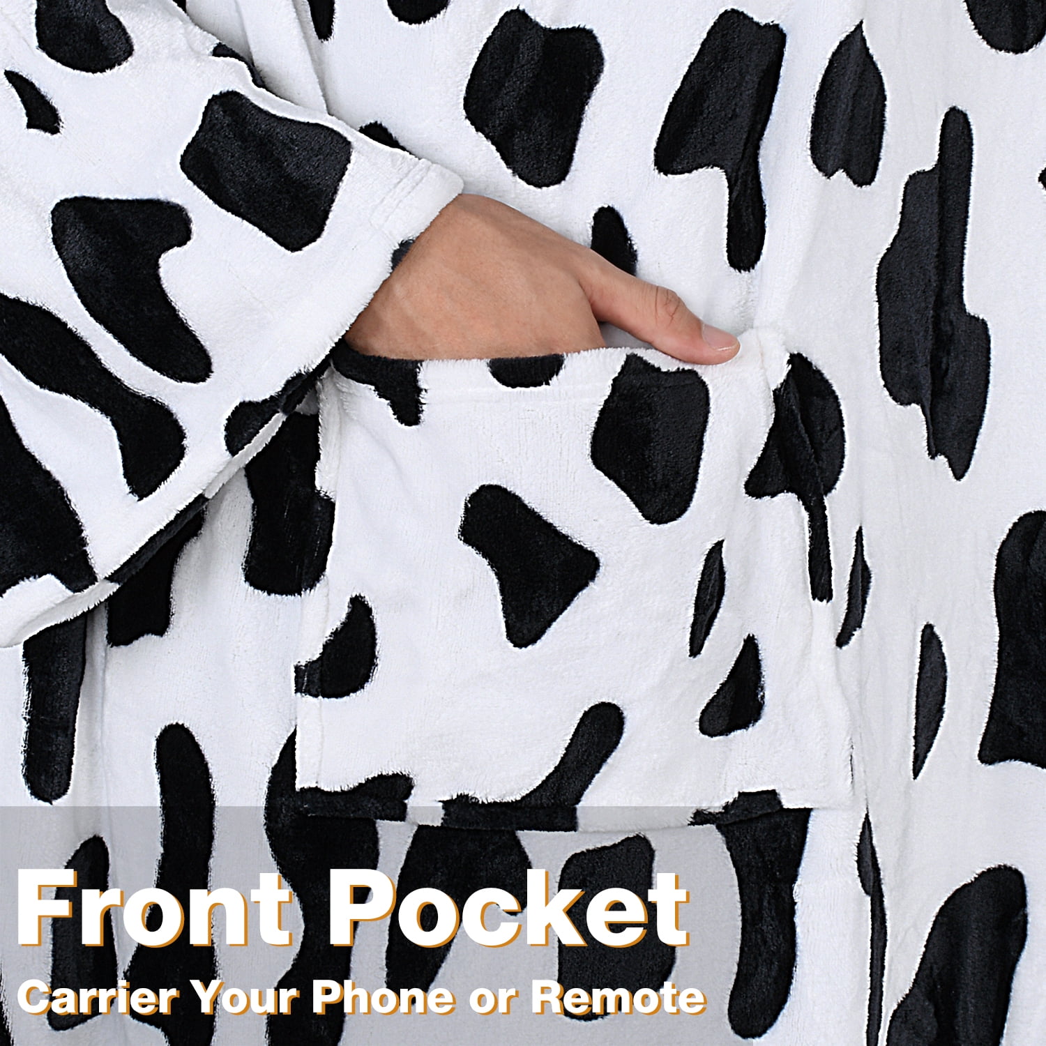 Tirrinia Wearable Fleece Blanket for Women and Men, Super-Soft Microplush TV Blanket, Adult Wrap, Full Body Robe for Lounge Couch, Dalmation, 73" x 51"