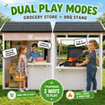 thumbnail image 2 of iYofe 2-IN-1 Grocery Store Outdoor Playhouse for Kids with Pretend Cash Register & BBQ Grill & Kitchen Playset , White, 2 of 8