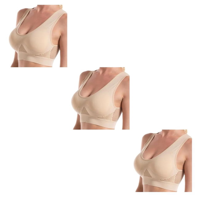 Qarigey Sujetador deportivo inalámbrico para mujer, Tops cortos acolchados sin costuras para entrenamiento físico, ropa interior hueca Type4 NO4