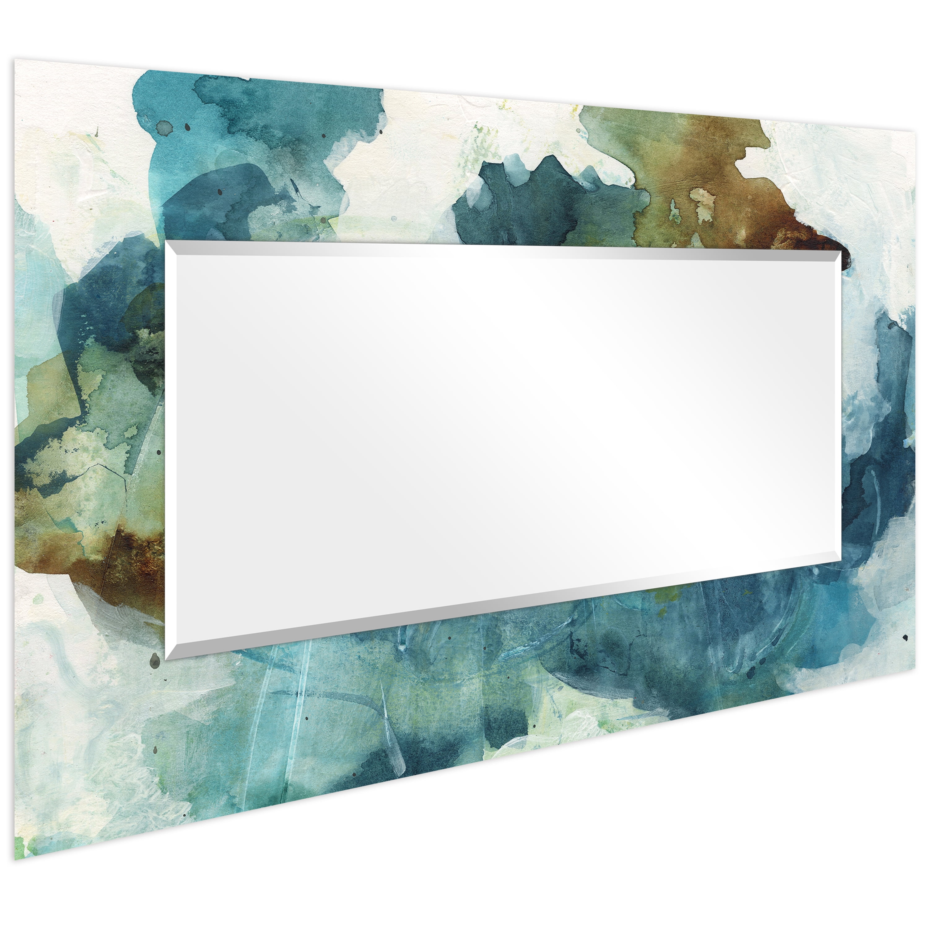 Empire Art Direct Blue Sky Rectangular Beveled Mirror on Free Floating Reverse Printed Tempered Art Glass, 72" x 36" x 0.4", Ready to Hang