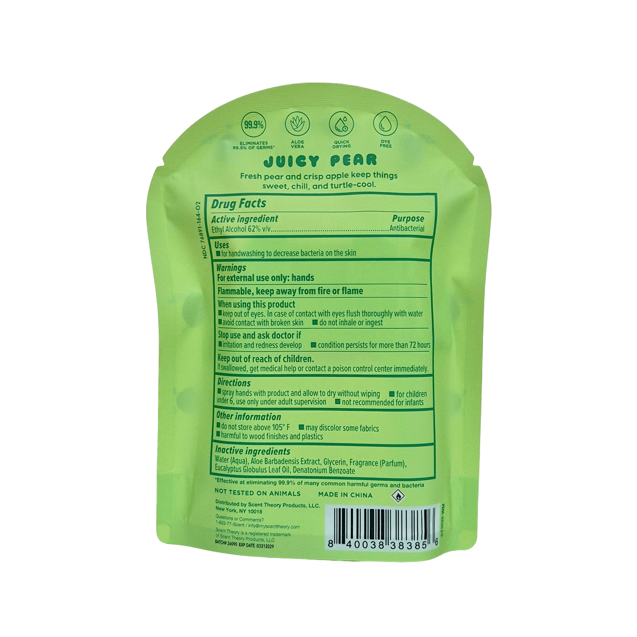 Scent Theory Hand Sanitizer Spray, Juicy Pear, 1 fl oz