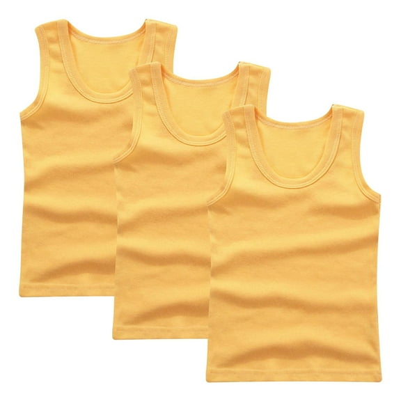 zbxnLI Kids Tank Tops 3 Pack Toddler Boys Girls Cotton Basic Undershirts Sleeveless Shirts Solid Color