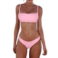 thumbnail image 3 of Cathalem Womens Swimsuits Women's Sexy Thong Bottom Two Piece Bikini Double Shoulder Straps Cute Swimsuit Triangle Bathing (Pink,L), 3 of 8