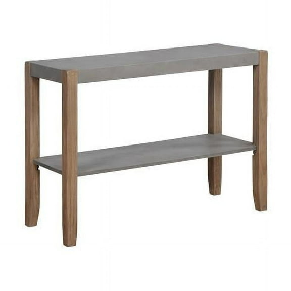 Alaterre Newport 40"L Faux Concrete and Wood Sofa/TV Console Table with Shelf, Light Amber