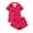Watermelon Red, variant on Casual Cute Bow Print Pajama Set for Women - Soft Sleepwear & Loungewear Turn-Down Collar Top with Pockets and Shorts Comfortable Home Wear Pjs 2 Piece Pink