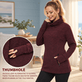 Women's Red Medium Fleece Cowl Neck Running Pullover with Thumb Holes ...