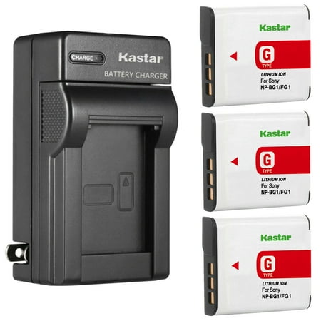 Kastar 3-Pack NP-BG1 Battery and AC Wall Charger Replacement for Sony Cyber-shot DSC-W300 Cyber-shot DSC-W30 Cyber-shot DSC-W35 Cyber-shot DSC-W40 Cyber-shot DSC-W50 Cyber-shot DSC-W55 Camera
