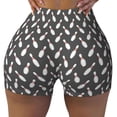 thumbnail image 2 of Daiia Bowling Pins Pattern Women's Workout Shorts Biker Shorts - High Waisted Workout Spandex Tummy Control Gym Running Yoga Shorts-Small, 2 of 8