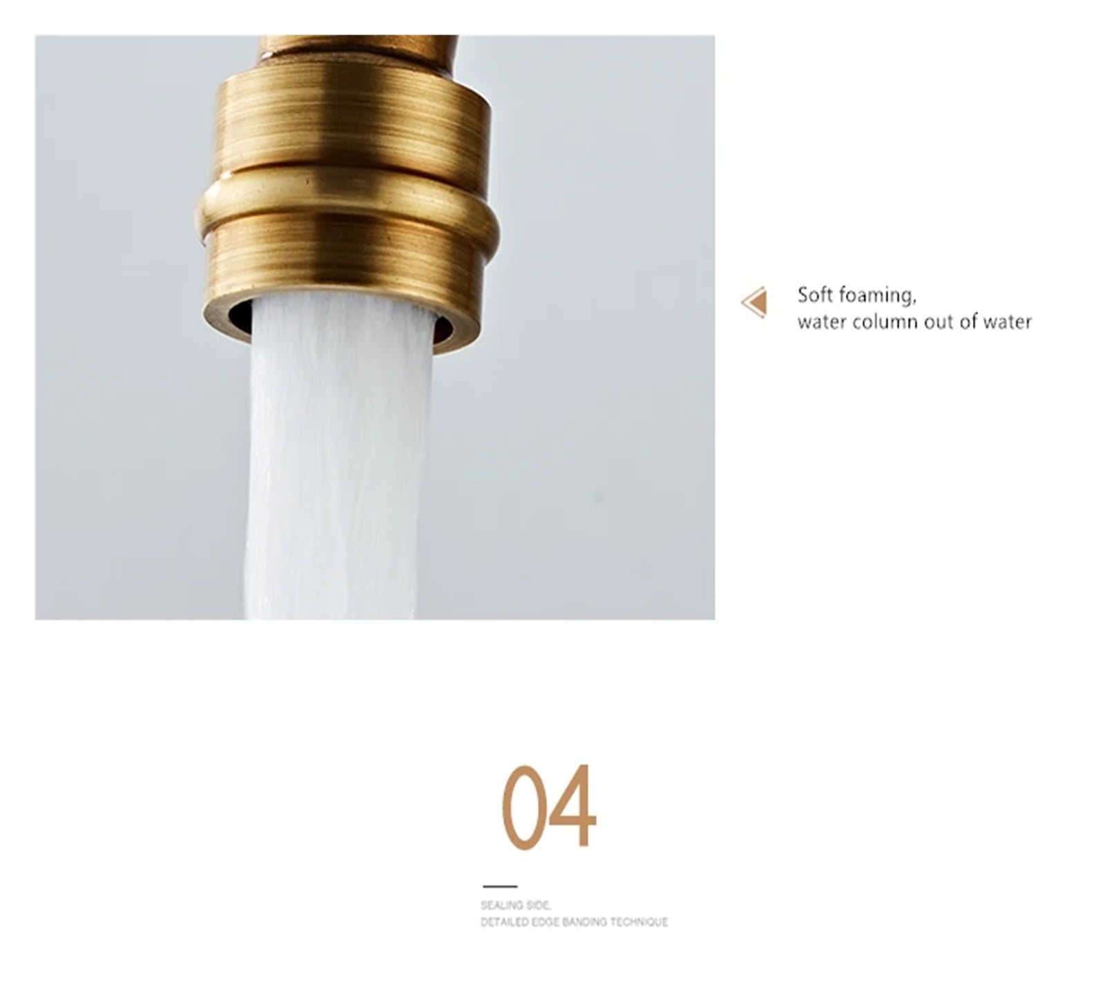 Faucet For Kitchen Dual Handle Antique Brass Retro Faucet, 360 Degree Rotation Kitchen Sink Taps, Deck Mounted Bathroom Sink Mixer