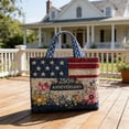 thumbnail image 3 of MuXiKeJi Clothes American Flag Quilted Tote Bag For Women - USA Flag Quilted Large Grocery Shoulder Tote Bag Patriotic Handbags With Handles, 3 of 6