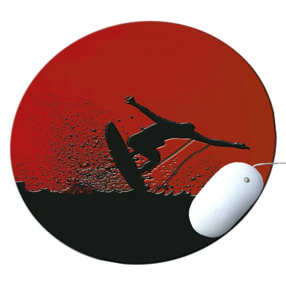 KuzmarK Round Mousepad / Hot Pad / Trivet - Surf the Waves
