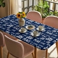 thumbnail image 3 of Christmas Navy Blue Table Cloths for 3 Foot Rectangle Tables, Peace Love Xmas Holiday Patio Waterproof Elastic Fitted Tablecloths, Washable Rectangular Table Cover for Camping, 3 of 8
