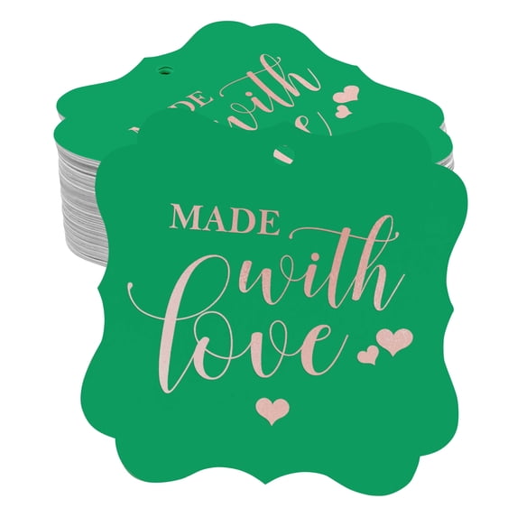 Inkdotpot Pack Of 50 Real Rose Gold Foil Bracket Shape Paper Tags Made With Love Wedding Favor Hang Tags