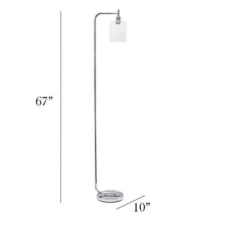 Simple Designs - Modern Iron Lantern Floor Lamp with Glass Shade - Chrome