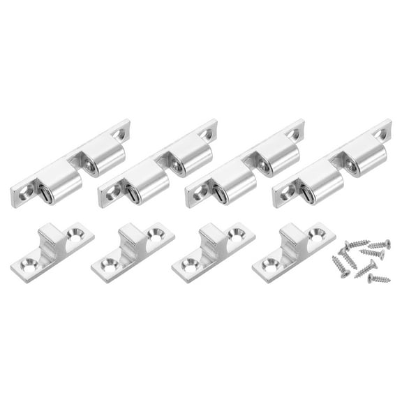 Uxcell 4Pcs Cabinet Latch Double Roller Catch, Lock Stop Catch Clamp Cabinet Closer Magnetic Closure Hardware for Cabinet Kitchen Closet Door, Silver