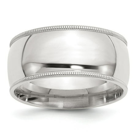 Sterling Silver 10mm Comfort Fit Milgrain Size 7.5 Band