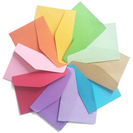 100 Pieces Mini Envelopes And 100 Pieces White Blank Cards, Multi Color ...