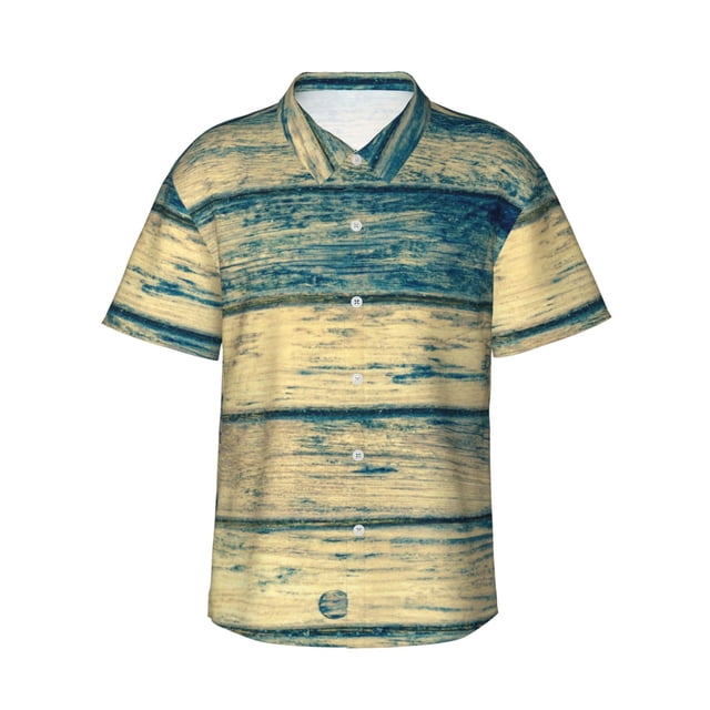 Balery Retro Wooden Camisas hawaianas de manga corta para hombre, camisas playeras de corte holgado, camisas de vacaciones con botones,X-Large