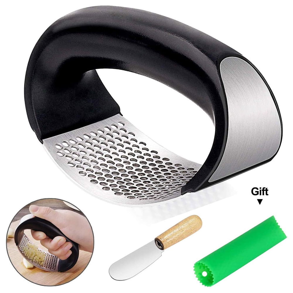 AMGRA Stainless Steel Garlic Press, Portable Garlic Press with Silicone ...