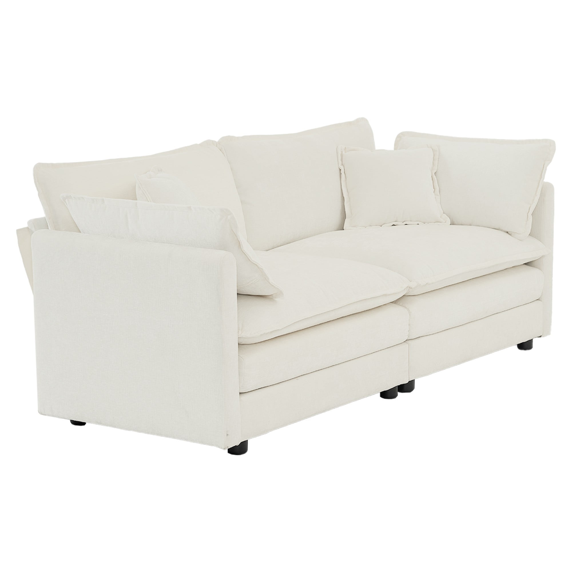 2 - Piece Living Room Set, 2 Pieces Upholstered Loveseat and Couch for Home Office Lounge, Sofa Set of 2, 2-Piece (2+2 Seat) Couch Set for Living Room (White)