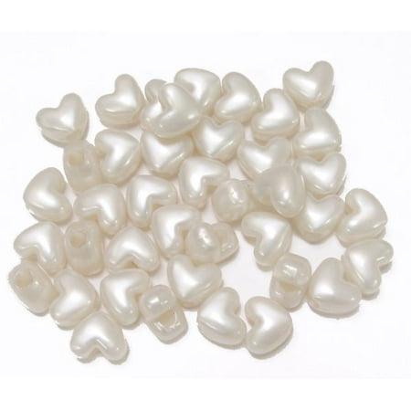 JOLLY STORE Crafts Bridal Pearl Heart Shaped Pony Beads, Made in USA
