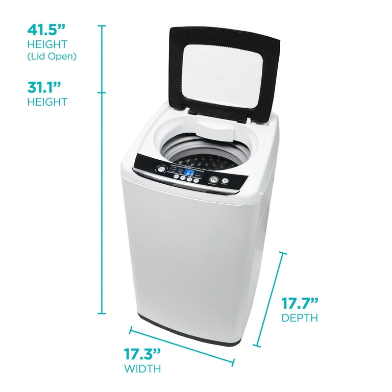 BLACK+DECKER Small Portable Washer, Washing Machine for Household Use,  Portable Washer 1.7 Cu. Ft. with 6 Cycles, Transparent Lid & LED Display