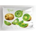 thumbnail image 1 of Fruit Pillow Sham Whole and Sliced Kiwis Watercolor Tropical Food Exotic Vegan Options, Decorative Standard Queen Size Printed Pillowcase, 30 X 20 Inches, Apple Green and Pale Brown, by Ambesonne, 1 of 2