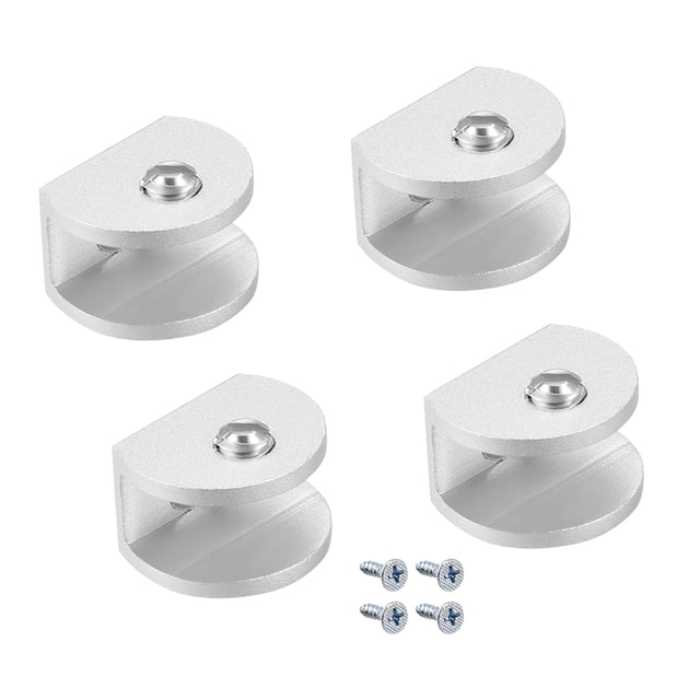 Soportes para estantes de vidrio, clamp de aleación de aluminio, semi redondo para 5-8mm, 4 piezas