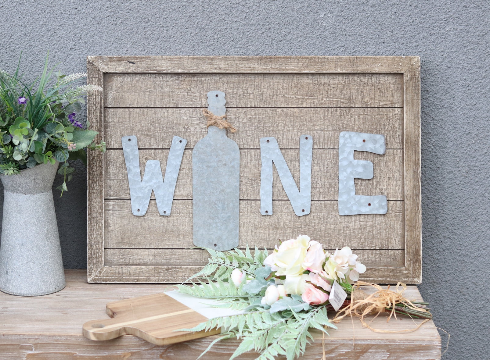 Parisloft Distressed Wood Framed Wine Sign Wall Decor