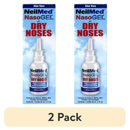 (2 pack) NeilMed NasoGel Drip-Free Saline Nasal Gel Spray with Aloe Vera, 1.52 fl oz (45 ml), Moisturizing & Soothing