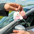 thumbnail image 4 of Fwttom Model Handmades Soft Bunny Pompom Charmss Bunny Car Key Chain Pendant Everlasting Flower, 4 of 5