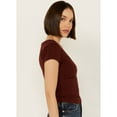 thumbnail image 2 of Shyanne Women's V Neck Short Sleeve Stretch Knit Top Brown X-  US, 2 of 4