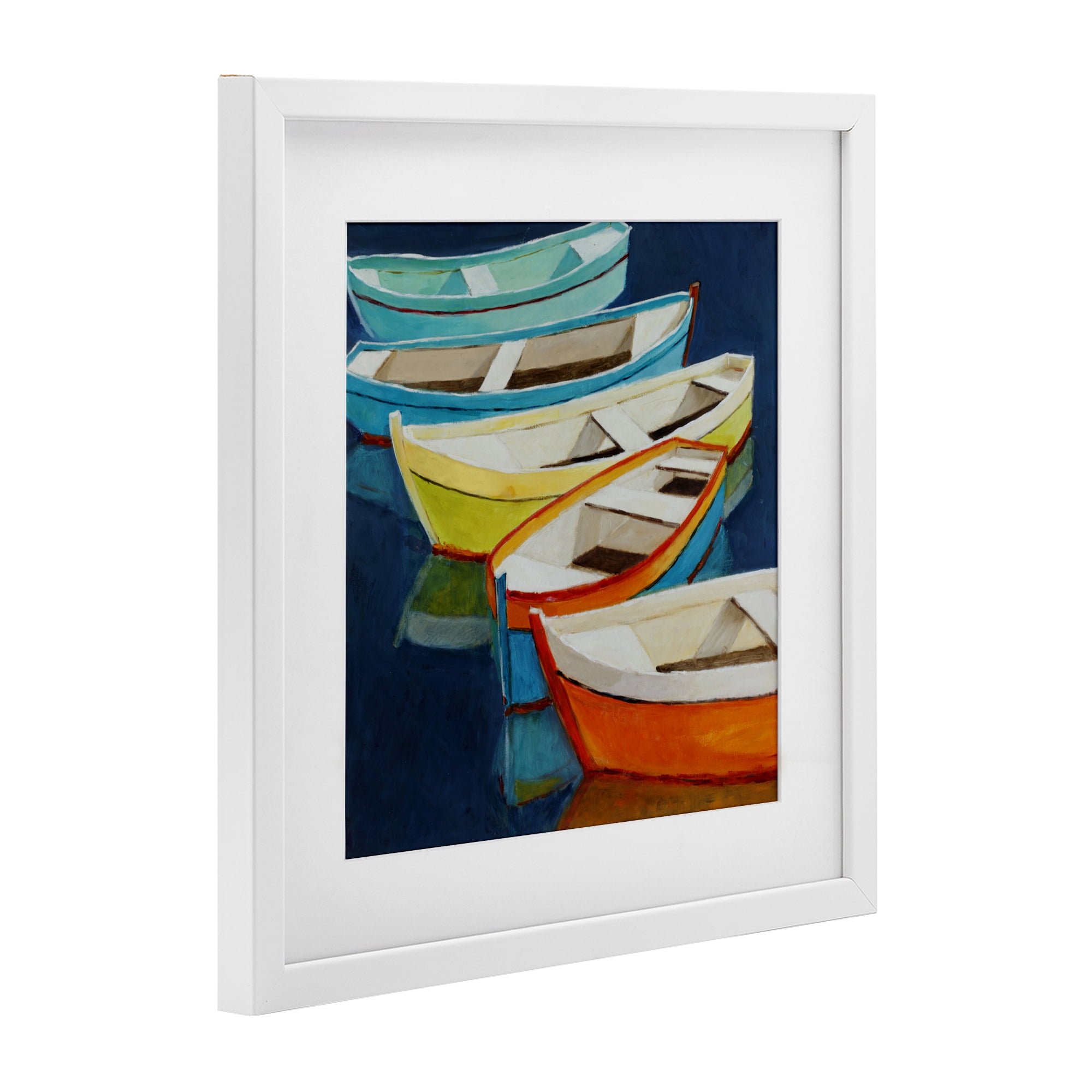 Stupell Industries Serene Rowboats in Summer White Framed Print Under Glass, design by Lorenzo Collective