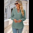 thumbnail image 4 of Camisa Informal de Larga con Cuello en V para Mujer Verde L, 4 of 10