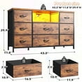 thumbnail image 4 of Dresser for Bedroom with 8 Fabric Drawer,Chest of Drawers with Charging Station and LED Lights,55 inch TV Stand with Open Shelves, 8 Drawers Dressers for Entryway, Living Room,Closet,Rustic Brown, 4 of 9