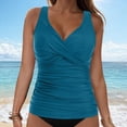 thumbnail image 2 of HCNTES Tankini Swimsuits for Women Two Piece Tummy Control Bathing Suit Slimming Modest Swimwear(Blue,M), 2 of 8