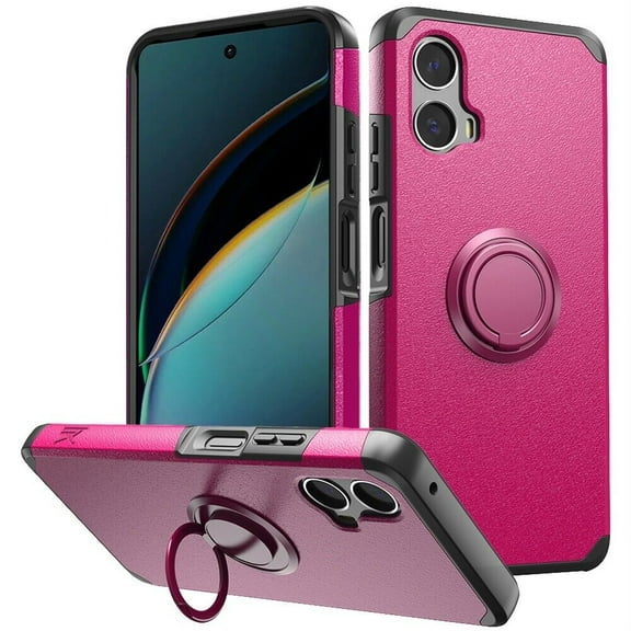 For Motorola Moto G Power 5G 2024 Ring Kickstand Cellphone Cover Case - mkrng Pink