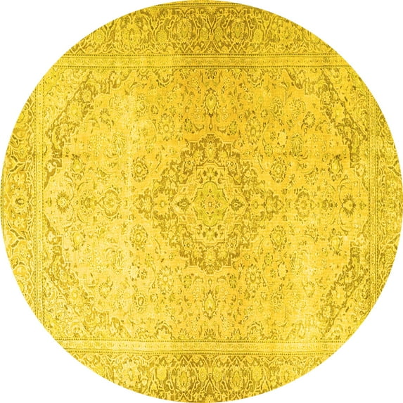 Ahgly Company Indoor Round Persian Yellow Traditional Area Rugs, 6' Round