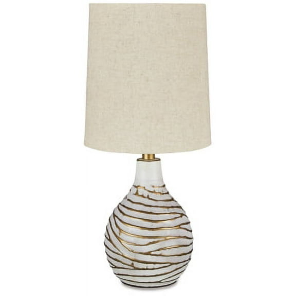 Signature Design by Ashley Contemporary Aleela Table Lamp  White/Gold Finish
