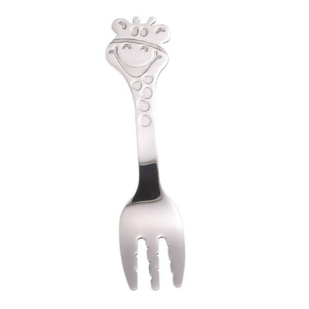 

Baby Cartoon Giraffe Stainless Steel Spoon Children Dinner Spoon Tableware (Silver)