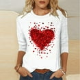 thumbnail image 2 of Women Heart Floral T Shirts Valentines Plus Size 3/4 Sleeve Tops Cute Holiday Print Basic Tee Shirt, 2 of 4
